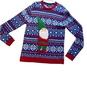 Festive Blue and Red Men's Sweater